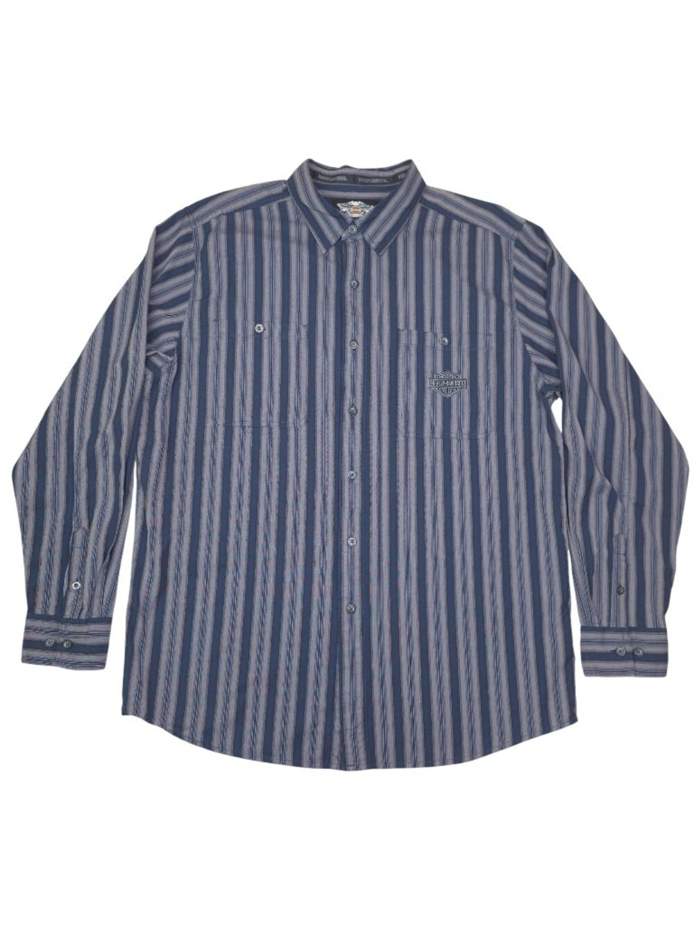 Harley-Davidson Mens Striped Button-Up Long-Sleeve Shirt Tall XL